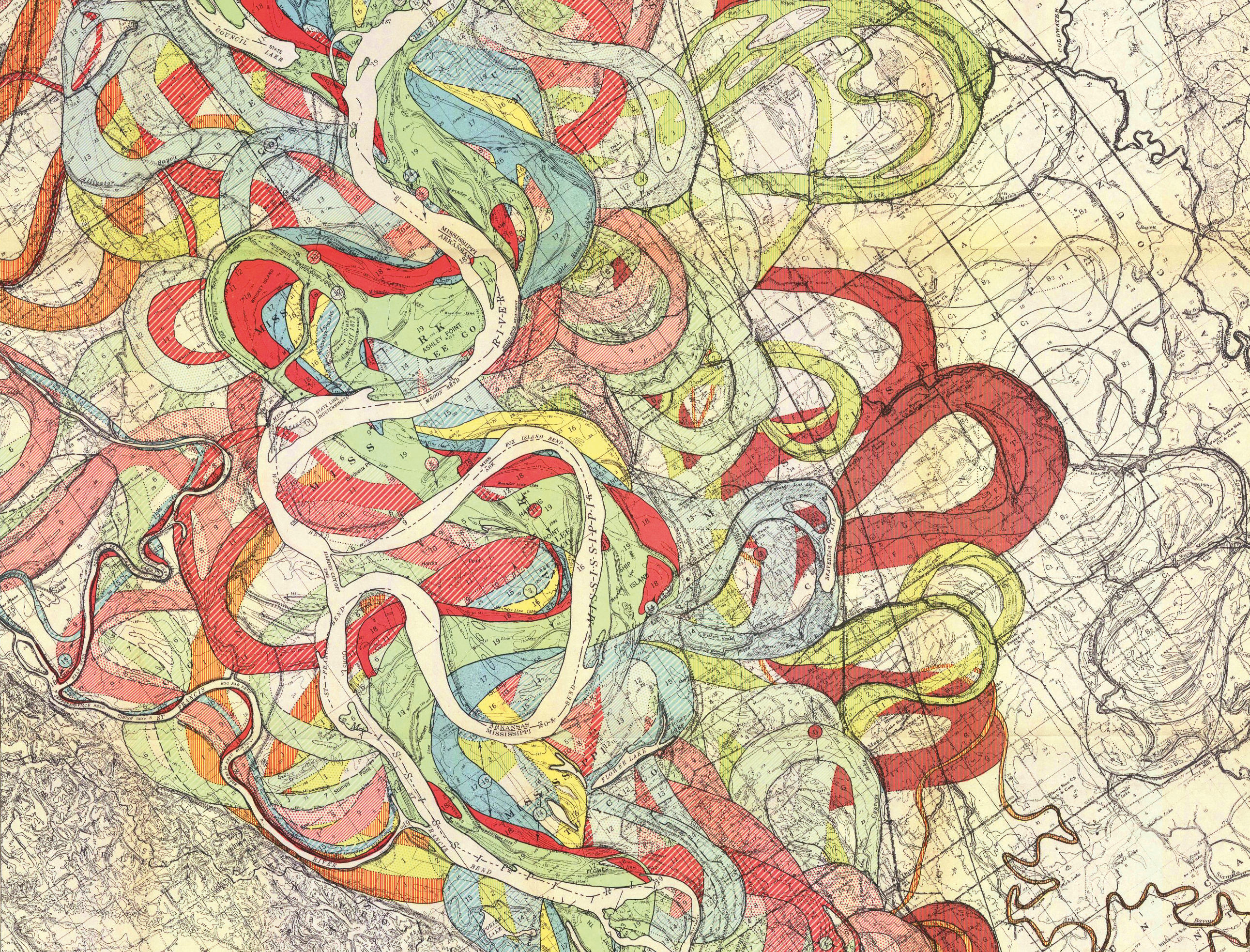 Méandres du Mississippi © Harold N Fisk, 1944